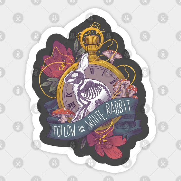 Follow the white rabbit Sticker by Jess Adams